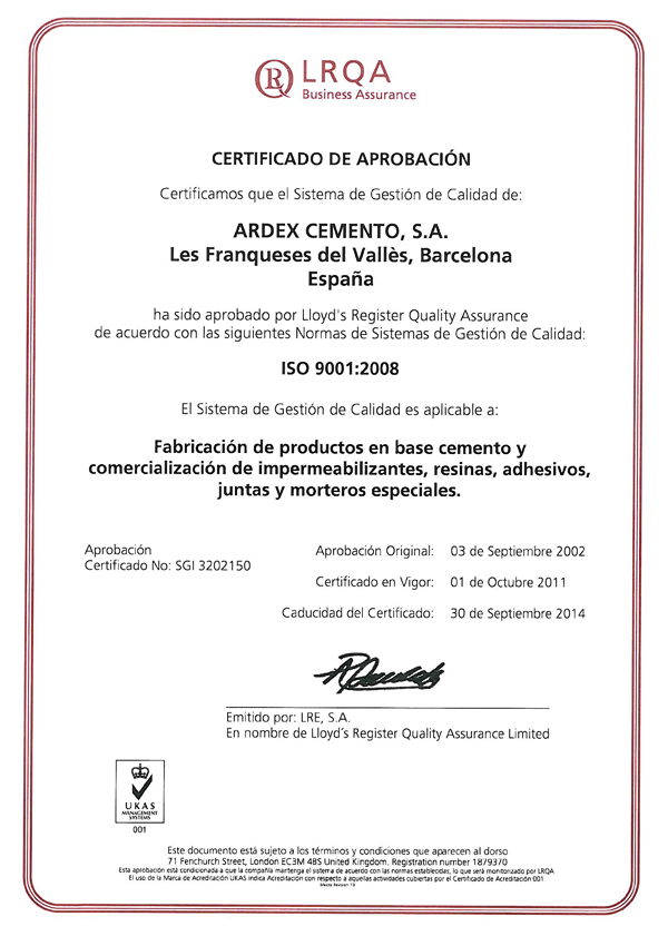 Certificado de Calidad ISO 9001